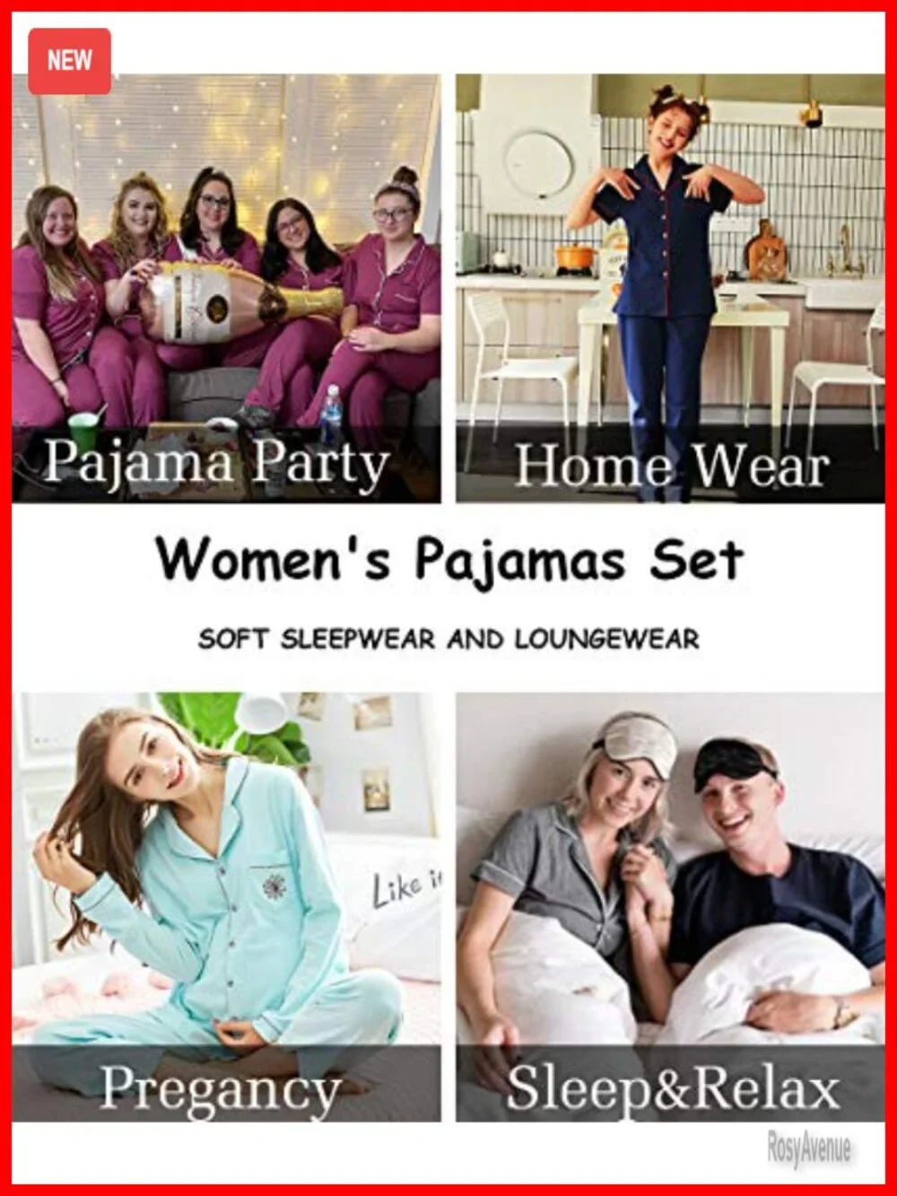 Women's Pajama Set Two-Piece Short Sleeve Button Down Lounge Set with Long Pants